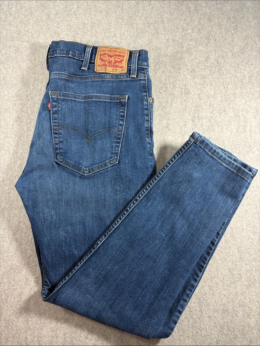 Levi's 512 Slim Taper Men's Jeans 38x32 Red Haze Dark Indigo Flex Stretch